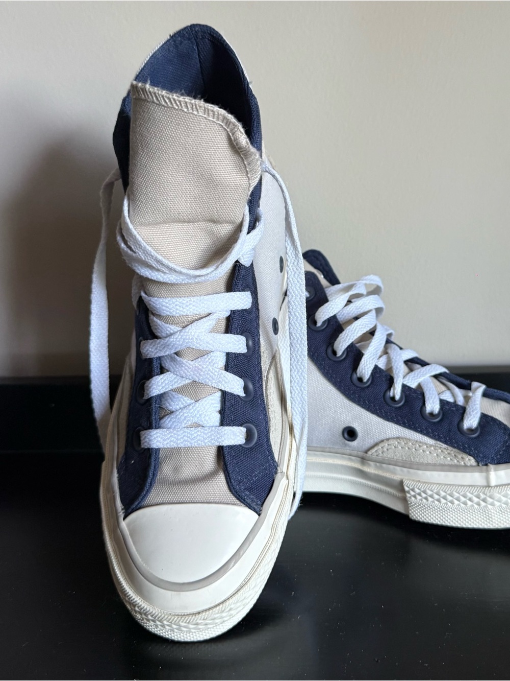Converse Chuck Taylor All Star Colorblock High Top Sneakers Cream/Navy Women’s 6